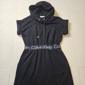 Calvin Klein black hooded sweatshirt dress - size small